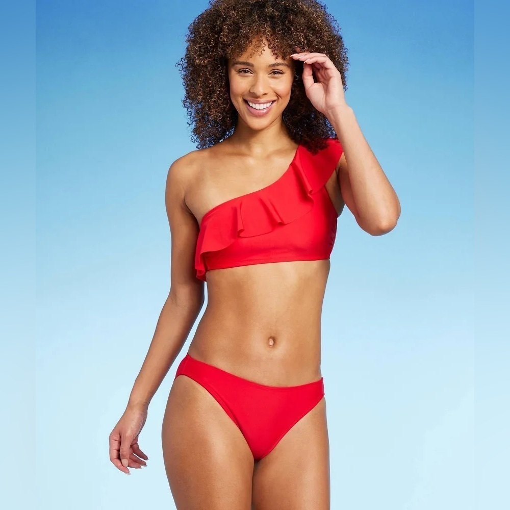 NWT Kona Sol Bikini Bottom Red High coverage Size: XS (0-2)